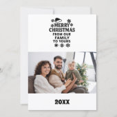 Zwarte witte moderne kerst fotokaart feestdagenkaart (Voorkant)