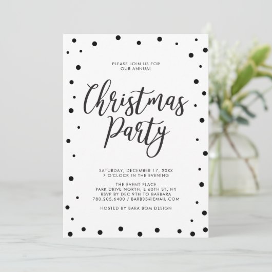 Zwarte & Witte moderne kerstfeestdag Kaart (Staand voorkant)