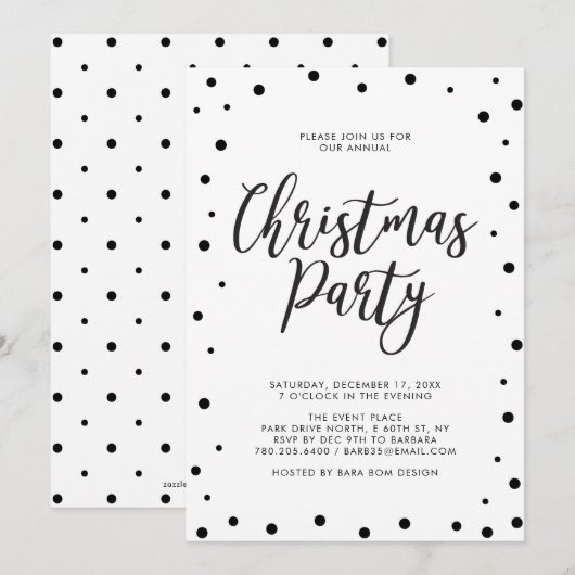 Zwarte & Witte moderne kerstfeestdag Kaart (Voorkant / Achterkant)