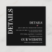 Zwarte witte moderne moderne huwelijksgegevens informatiekaartje (Voorkant)