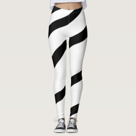 Zwarte witte moderne strepen leggings