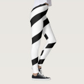 Zwarte witte moderne strepen leggings (Rechts)