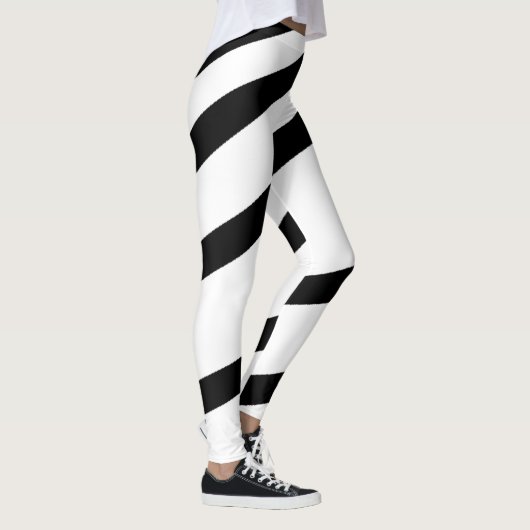 Zwarte witte moderne strepen leggings (Rechts)
