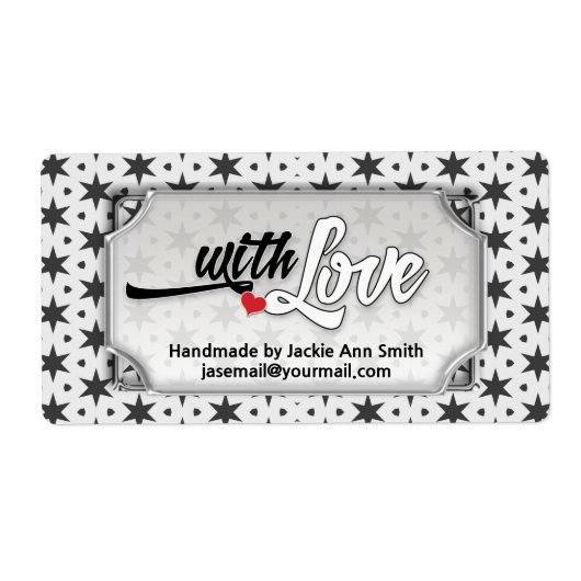 Zwarte witte moderne Super Stars met liefde gemaak Etiket (Voorkant)