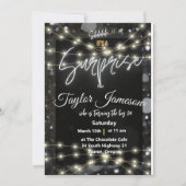 zwarte & witte moderne verrassing Uitnodiging QR r (Voorkant)