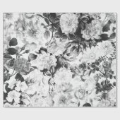 Zwarte witte moderne waterverf bloemen cadeaupapier (Vlak)