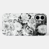 Zwarte witte moderne waterverf bloemen Case-Mate iPhone case (Achterkant (horizontaal))
