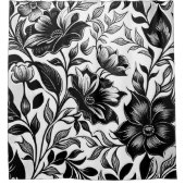 Zwarte witte moderne waterverf bloemen douchegordijn (Voorkant)