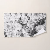 Zwarte witte moderne waterverf bloemen handdoek (Handdoek)