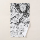 Zwarte witte moderne waterverf bloemen handdoek (Handdoek)