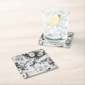 Zwarte witte moderne waterverf bloemen kartonnen onderzetters (Insitu)