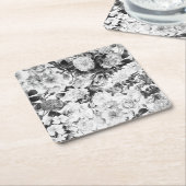 Zwarte witte moderne waterverf bloemen kartonnen onderzetters (Schuin)