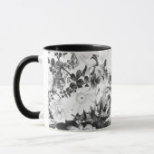 Zwarte witte moderne waterverf bloemen mok (Links)