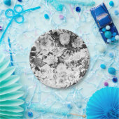 Zwarte witte moderne waterverf bloemen papieren bordje (Feest)