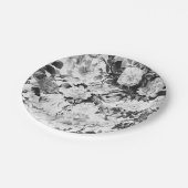 Zwarte witte moderne waterverf bloemen papieren bordje (Gekanteld)