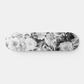 Zwarte witte moderne waterverf bloemen persoonlijk skateboard (Horizontaal)