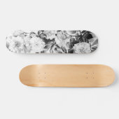 Zwarte witte moderne waterverf bloemen persoonlijk skateboard (Horizontaal)