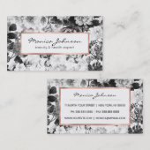 Zwarte witte, moderne waterverf florale busin visitekaartje (Voorkant / Achterkant)