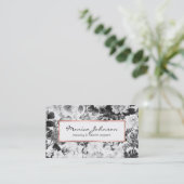 Zwarte witte, moderne waterverf florale busin visitekaartje (Staand voorkant)