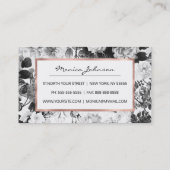 Zwarte witte, moderne waterverf florale busin visitekaartje (Achterkant)