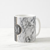 Zwarte witte Mok Cadeau - Aangepast jouw brief (Voorkant rechts)