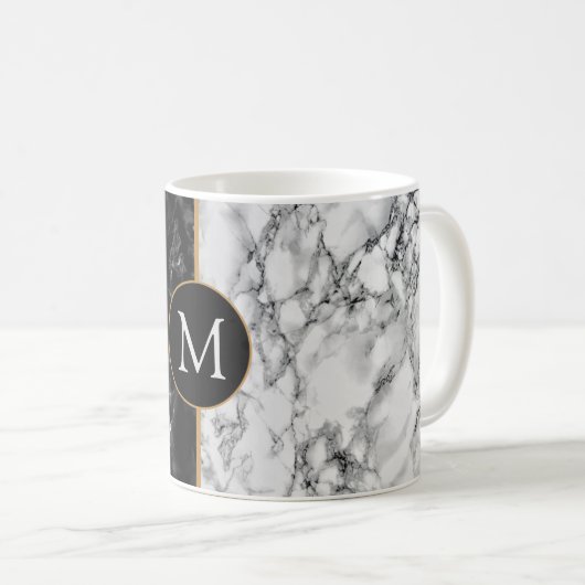 Zwarte witte Mok Cadeau - Aangepast jouw brief (Voorkant rechts)