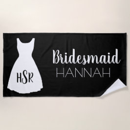 Zwarte witte monogram Bridesmaid Strandlaken