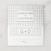 Zwarte witte monogram bruiloft gevouwen escorte plaatskaartje (Buitenkant ongevouwen)