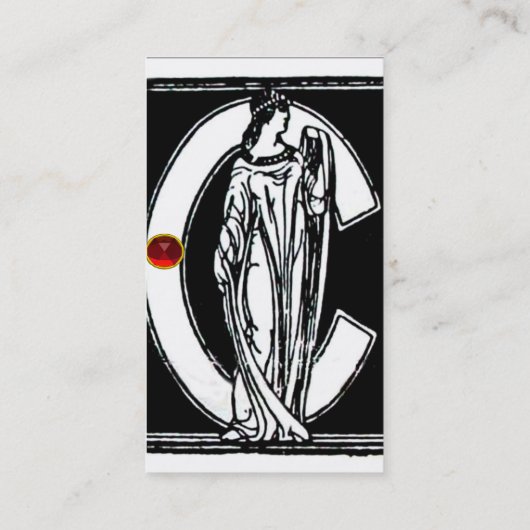 ZWARTE WITTE MONOGRAM C-BRIEF, RODE RUBY GEM Pearl Visitekaartje (Achterkant)