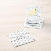 Zwarte witte monogram initiaal elegante bruiloft kartonnen onderzetters (Insitu)