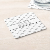 Zwarte witte monogram initiaal elegante bruiloft kartonnen onderzetters (Schuin)