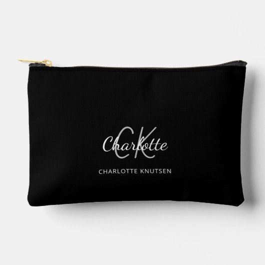 Zwarte witte monogram initiaal etui (Voorkant)