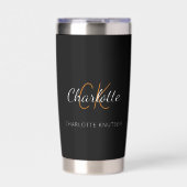 Zwarte witte monogram initiaal geïsoleerde drinkbeker (Voorkant)