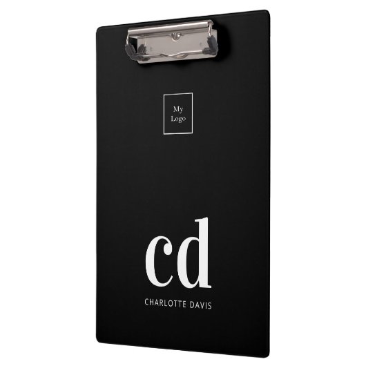 Zwarte witte monogram initiaal logo klembord (Links)