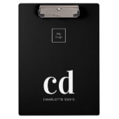 Zwarte witte monogram initiaal logo klembord (Voorkant)