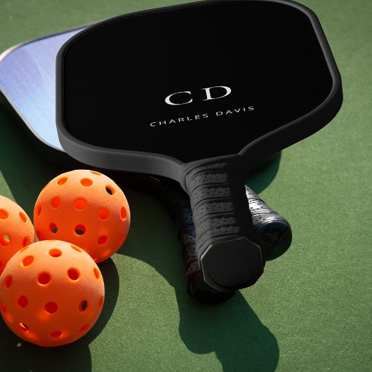 Zwarte witte monogram initiaal pickleball paddle
