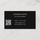 Zwarte witte monogram initiaal Qr-code logo Visitekaartje (Achterkant)