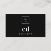 Zwarte witte monogram initiaal Qr-code logo Visitekaartje (Voorkant)