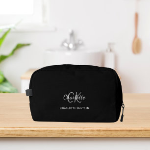 Zwarte witte monogram initiaal toilettasje