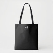 Zwarte witte monogram initiaal tote bag (Voorkant)