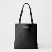 Zwarte witte monogram initiaal tote bag (Voorkant)