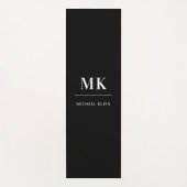 Zwarte witte monogram initiaal yogamat (Voorkant)