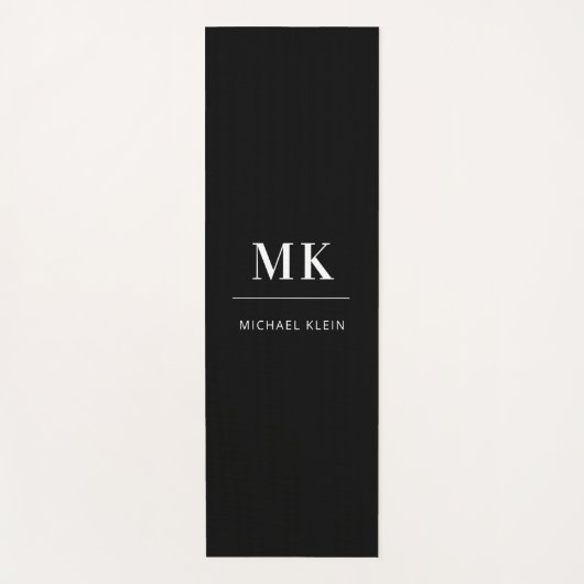 Zwarte witte monogram initiaal yogamat (Voorkant)