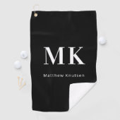 Zwarte witte monogram, initialen golfhanddoek (Insitu)