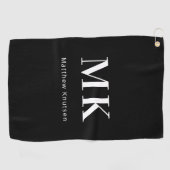 Zwarte witte monogram, initialen golfhanddoek (Horizontaal)