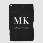 Zwarte witte monogram, initialen golfhanddoek (Voorkant)