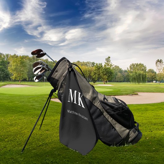 Zwarte witte monogram, initialen golfhanddoek