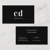 Zwarte witte monogram initialen minimalistische el visitekaartje (Voorkant / Achterkant)