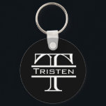 Zwarte witte monogram Klassieke naam Sleutelhanger<br><div class="desc">Dit ontwerp is gemaakt van mijn één-van-een-soort vloeibaar acrylschilderij. Het kan worden gepersonaliseerd door op de knop Aanpassen te klikken en de naam, initialen of woorden te wijzigen. U kunt de tekstkleur en de stijl ook veranderen of de tekst voor een slechts ontwerp van het afbeelding schrappen. Neem contact met...</div>