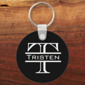 Zwarte witte monogram Klassieke naam Sleutelhanger (Voorkant)